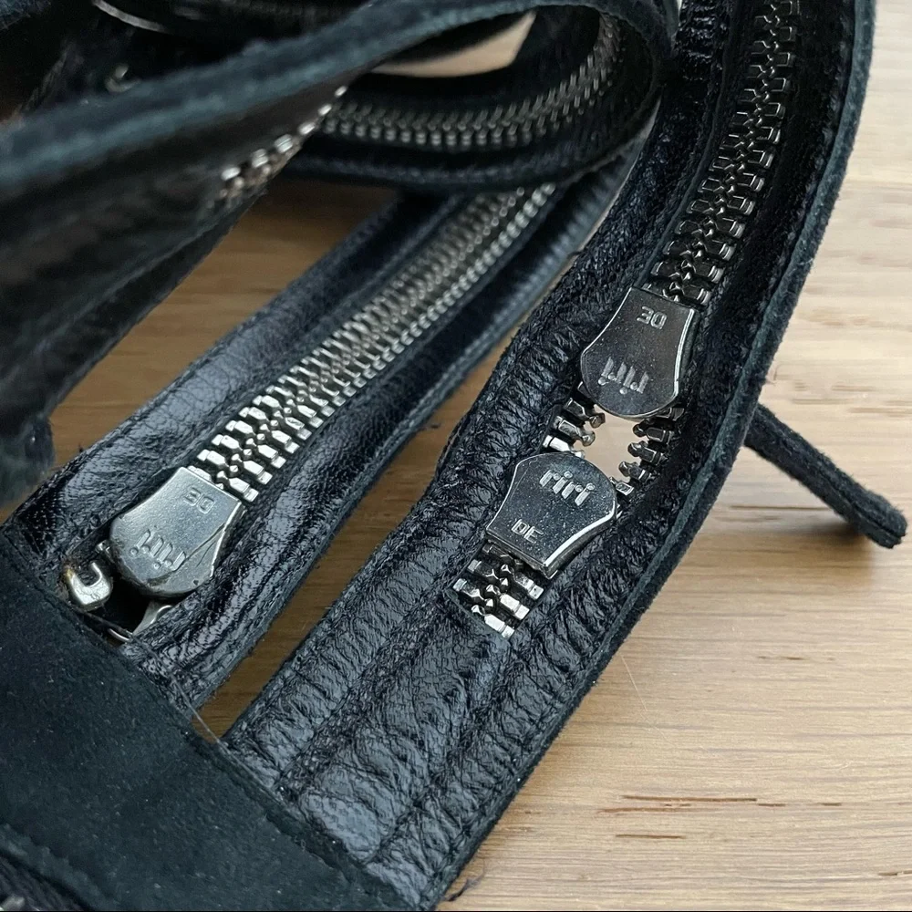 Giuseppe Zanotti Design x BALMAIN Black Suede Ankle Bootie Criss Cross Zips 38½︎ - Picture 9 of 11